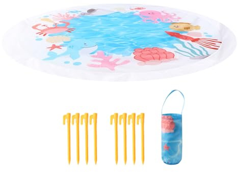 Nybhyjka Piscine de plage pour bébé | Pataugeoire pliable pour bébé avec sac de rangement | Jouet d'eau 2 en 1 avec piques au sol Tapis de voyage portable pour camping, voyage, jardin, vacances