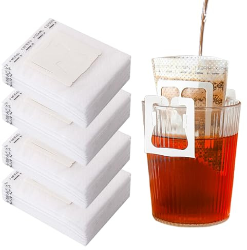 PRITOK 200pcs Portable Coffee Filter Paper: Food Grade Hanging Ear Drip Coffee Bag, Non-Woven Disposable Coffee Filters, Drip Coffee Filter Bag, für Home Office Travel Camping (9×7.5cm/White)