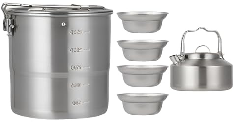 Juegos de Utensilios de Cocina para Acampar: Kit de Cocina al Aire Libre, tazones de Senderismo portátiles | Preparación de Comidas de Supervivencia compacta, césped de Aventuras Familiares de Equipo