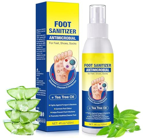 Antifungal Foot Spray 120ml - Athletes Foot Spray for Fast Relief & Fungal - Foot Sanitizer Antimicrobial for Feet, Shoes, Socks - Instant Cooling Effect - Odour Control for Women Men