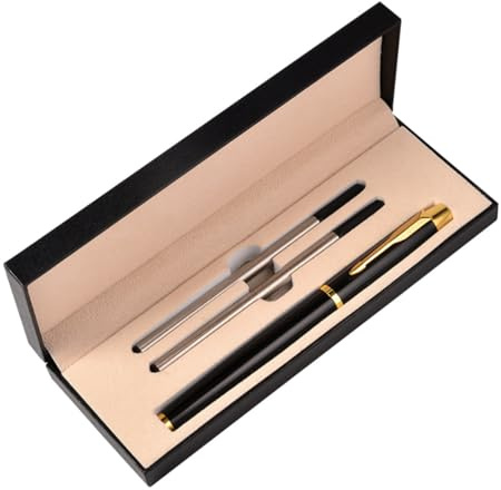 DEARMAMY Metall Kugelschreiber Schwarz Schreibset für Herren Elegante Unterschriften stifte Flüssiges Schreiben Geschenkset für Lehrer Business Büro und Besondere Anlässe