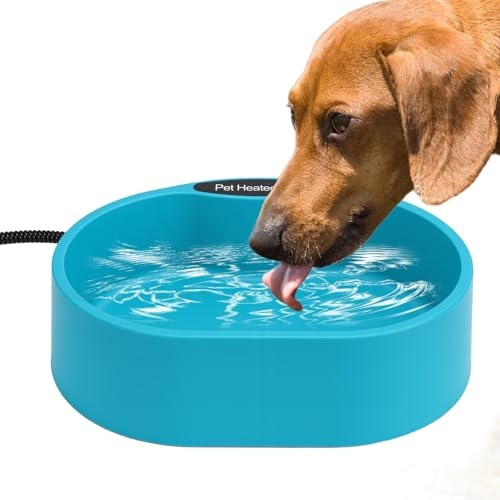 Beheizbarer Wassernapf für Haustiere​, 3.7L Anti-Biss Kabel, Automatische Thermostat Heizschale für Hunde Katzen Kaninchen Hühner im Winter, Frostschutz Trinknapf für Innen und Außen