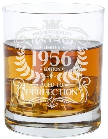 Always Looking Good 69:e födelsedagspresent för män vintage 1956 åldrad till perfektion graverad whiskyglas present för 69 år gammal etsad whisky bourbon Scotch Lowball tumblerglas