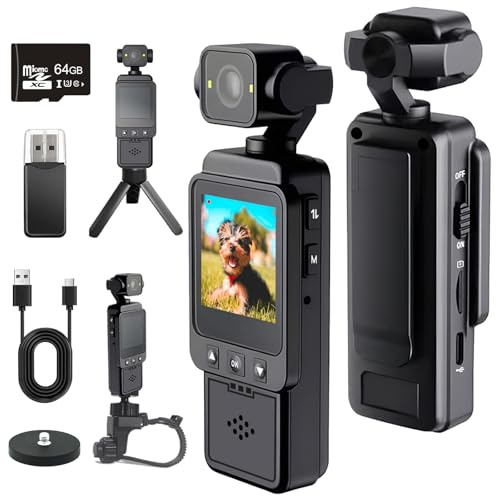 NTMHCTA Mini Body Camera with Audio & Video Recording, Pocket Action POV Camcorder 270° Rotation 1080P FHD, 64GB Wearable Camera for Security, Work, Guard, Travel