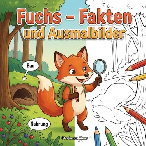 Fuchs - Fakten und Ausmalbilder: Waldtiere, Lebensraum, Spuren, Nahrung & Jahreszeiten (6–10 Jahre)