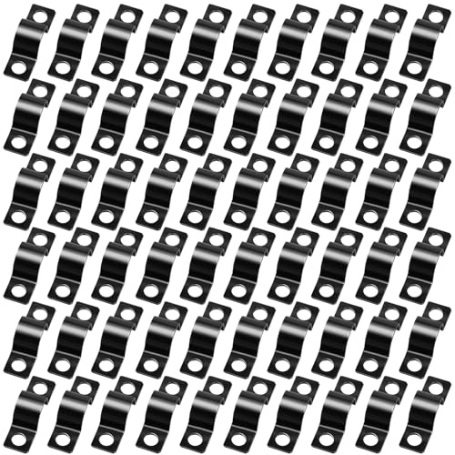 HORREX 60 Pièces Collier Serrage en U Métal, Fixation Grillage Rigide 10 MM | Colliers de serrage haute performance à visser - En métal - Pour conduit électrique - Diamètre : 10 mm - Noir