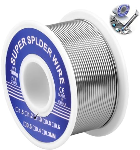 1mm Fil de Soudure, 100g Fil Étain à Souder avec Noyau de Colophane Etain a Souder Electronique Bobine d'étain à Souder Avec Flux pour Soudure la électrique Réparation