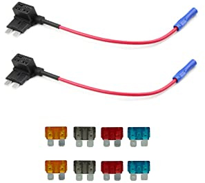 KOLACEN Automotive Car Truck 2 Stück 16 Gauge Add-a-Schaltung Sicherung Tap Adapter für normale Standard Blade Typ Sicherung + 8 Stück Standard Sicherungen 5A 7.5A 10A 15A