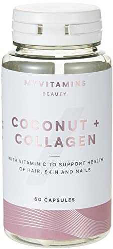 Myvitamins Coconut & Collagen Capsules – Hydrolysed Collagen, Coconut Oil & Vitamin C – Supports Skin Health, Glow & Elasticity – 60 Capsules
