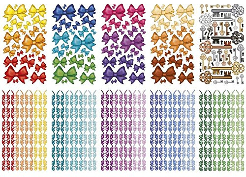 Ideen mit Herz Glimmer-Relief-Sticker, Schleifen & mehr, 11,5x20cm, 10 Stück