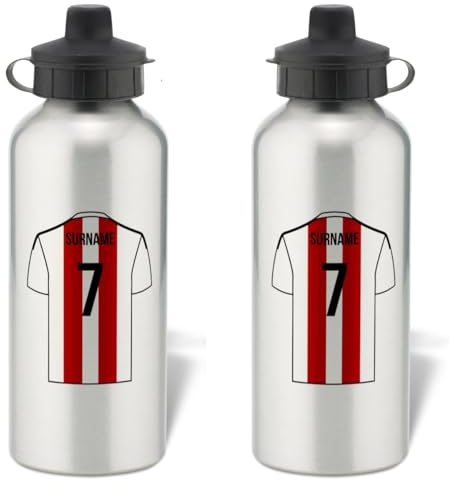 Personalised Brentford FC Shirt Aluminium Sports Water Bottle - Silver Bottle