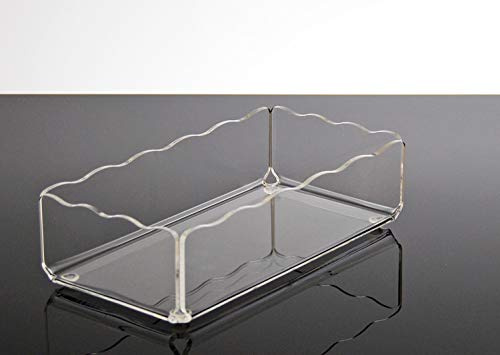 Slato Contenitori salvaspazio divisori e separatori per cassetti vaschette porta posate e utensili da cucina in plexiglass trasparente Lirio (10 x 20 x h 5 cm)