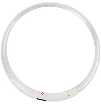 POCKETMAN LED-Hundehalsband USB wiederaufladbares Glow-in-The-Dark-LED-Haustierhalsband Wasserdichtes schneidbares LED-Halsband für große mittelgroße kleine Katzen und Hunde (Weiß)