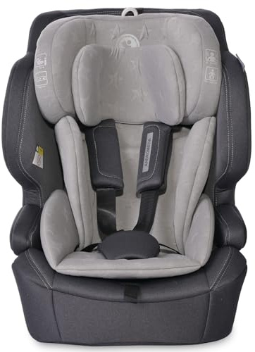 Lorelli Auto Kindersitz Andromeda mit Isofix i-Size, Mitwachsender Autositz für Kinder von 76-150 cm, Babysitz, Autokindersitz, Einstellbare Kopfstütze, 5-Punkt-Sicherheitsgurt, hellgrau