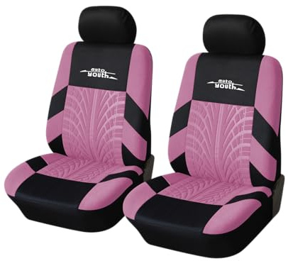 AUTOYOUTH Autositzbezüge für Vordersitze Universal Fit Komplettset Autositzschoner Reifenschienen Autositzzubehör, Rosa