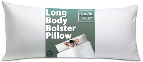 Premium Hollowfiber Filled White Bolster Pillow (DOUBLE- 4FT 6 Inch)Non-Allergenic Orthopedic Long Pillow for Back, Neck, Maternity Support- Multi-purpose Pregnancy Support Bolster Pillow.