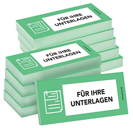PRICARO Haftnotizen Für Ihre Unterlagen, grün, 100 Blatt, 10 Stück