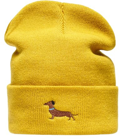 Baddery Beanie - „Dackel“ - Bestickte Strickmütze | Warme Wintermütze für Herren & Damen