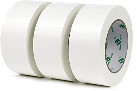 BOMEI PACK Panzertape extra stark, 32 m x 48 mm – Wasserdichtes Reparaturband für innen & außen gewebeverstärktes Reparaturband, 3 Rollen (weiß)
