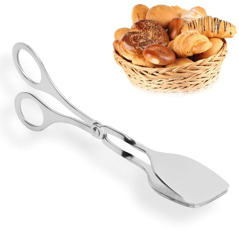 Buffetzange Salatzange mit Scherengriffen 7 Zoll Edelstahl Party Catering Speisen Servierzange Kuchenzange Greifer Brotklammer Scherenzange Küchenzange(1 Stück)