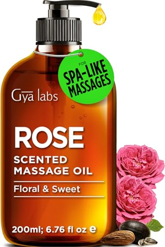 Gya Labs Rosen-Massageöl - 200ml - Tiefe Entspannung mit luxuriösem Gefühl, intensive Feuchtigkeit für die Haut - Mit echtem Rose Otto, nicht fettende Formel, Ohne Gentechnik & Tierversuchsfrei