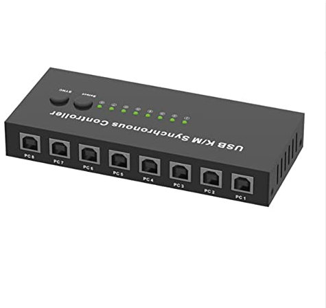 BOFRHME ContrrLeur Synchrone USB K/M Commutateur KVM à 8 Ports Plusieurs Ordinateurs Partagent 1 Ensemble de Souris et de