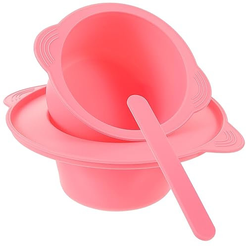 ABOOFAN Antihaft Silikon Schmelzschüssel 400 Ml Hochtemperaturbeständig Rosa Mit Rührstab Für Wachswärmer Selbstgemacht Maskenmischung
