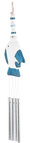 Campana de viento náutica, colgante de velero de madera, campana de tubo de viento, adorno colgante for interior, exterior, océano, playa, fiesta temática, decoración del hogar ( Color : Blue Fish , S