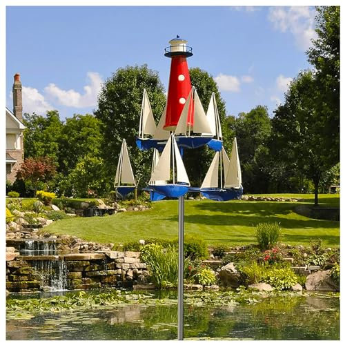 Moulin A Vent Jardin Exterieur, Moulin à Vent Metal (200/175/150/125/100 Cm Hauteur RéGlable) DéCoration De Style Nautique Moulin à Vent Deco De Jardin Exterieur