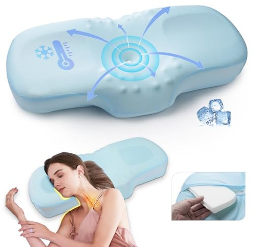 Mastery Mart Kühlendes Kopfkissen 63x40cm Memory Foam Kissen, Kopfkissen Nackenschmerzen Orthopädisches Kissen Nackenschmerzen Anti Schnarch Seitenschläfer Ergonomisches Nackenstützkissen