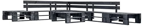 ZEYUAN 6-TLG. Garten-Paletten-Sofagarnitur, Balkon Möbel, Gartensofa, Gartenlounge, Garten Möbel, Loungemöbel Balkon, Sitzecke Garten, Outdoor Lounge, Schwarz Holz