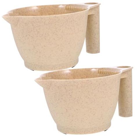 HONMEET Ciotole per Tinta Impugnatura Ergonomica in Pp 2 Pezzi Colore Beige Accessorio Indispensabile la Colorazione Fai-da-te a Casa