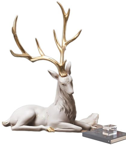 usefulbeauty Weihnachts-Rentierfiguren | Harz-Hirsch-Statue, Weinregal, dekorative Figur, Kunsthandwerk | Moderne, bedeutungsvolle Skulptur für Einweihungsparty, Weihnachten, Hochzeit, Eröffnung