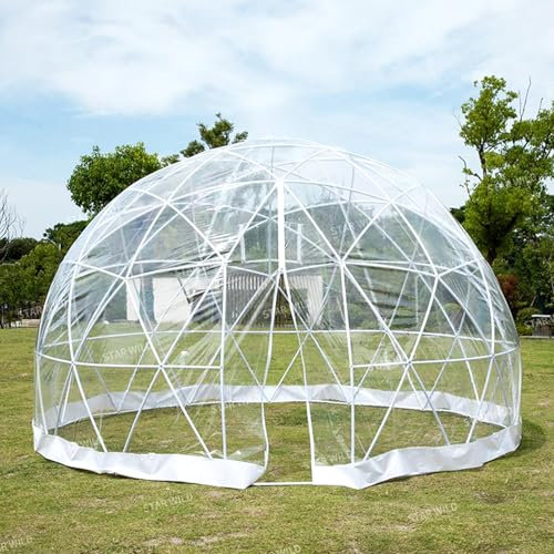 Aredwhiterui Transparente Iglu-Kuppel Mit Tür Und Fenster, Geodätisches Kuppelgewächshaus, Wetterfestes Blasenzelt, Gartenkuppelzelte Für Draußen, Party, Hinterhof,Transparent-12ft