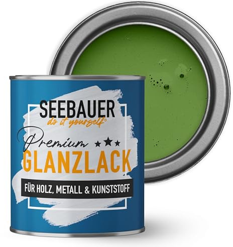 SEEBAUER diy Glanzlack Grün 750ml für Innen & Außen (No. 730 Spring Feeling) Möbelfarbe ohne Schleifen - Hybrid-Lack für Holz, Metall & Kunststoff - Holzlack, Möbellack hohe Deckkraft