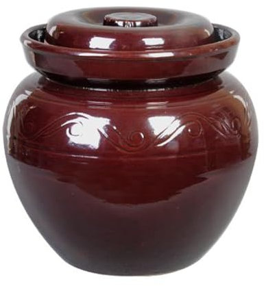 SaryEdge Brown Ceramic Pickle Jar with Lids,Large Traditional Chinese Porcelain Pickle Jar Pickling Jars,Ceramic Fermentation Crock with Water Seal Airlock Lid,Sauerkraut brown-5L(Brown-7.5L