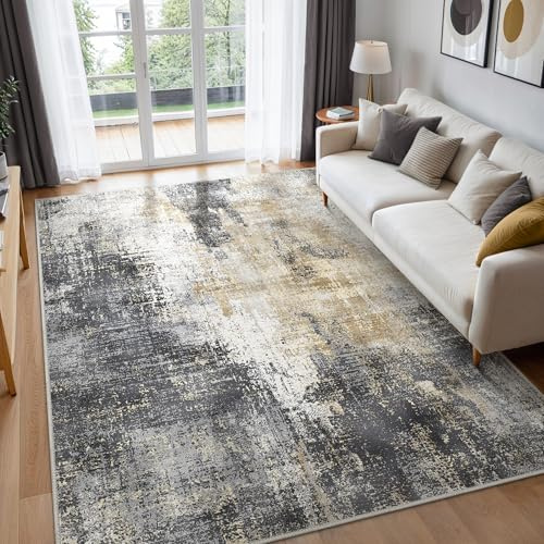 BEIMO Moderner Waschbarer Teppich Wohnzimmer 120x170 cm | Abstrakt Design, Großer Weicher Kurzflor Carpet, Rutschfest, Für Küche und Bettvorleger Schlafzimmer, Pflegeleicht