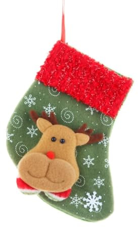 XCLLAM Christmas Stockings Christmas Socks Gift Bag, Wool Ball Mouth Snowflake Cloth Socks, Christmas Decorations, Christmas Tree Pendants Santa Stockings(Deer)