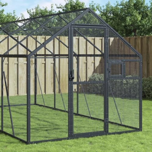 Xichuzi Voliere Anthrazit 1,79x4x1,85 m Aluminium, Vogelkäfig, Rattenkäfig, Wellensittich Käfig, Nagerkäfig, Papageienkäfig, Vogel Käfig, Hamsterkäfig - 3155803