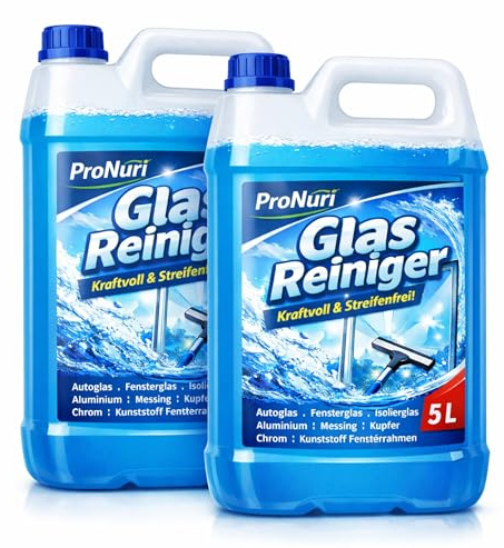ProNuri Glasreiniger Konzentrat mit Lotuseffekt, 2x 5 L, Fensterreiniger für Auto, Spiegel und Fenster