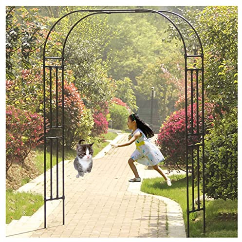 Arche de jardin en métal extra large de 2,4 m - Arche tubulaire robuste pour plantes grimpantes - Structure de support de rose décorative - Noir - 200 x 240 cm