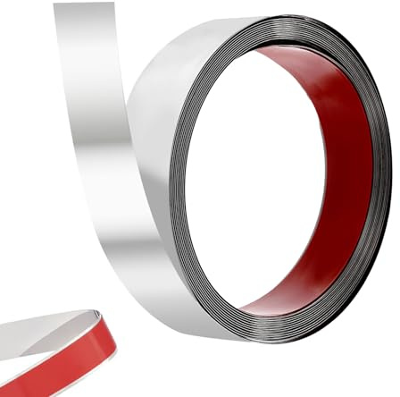 Wandleiste, Spiegelleiste Selbstklebend Wandleiste, 5m x 4cm Zierleisten Selbstklebend, für Toiletten, Fliesenkanten, Ecken, Silber
