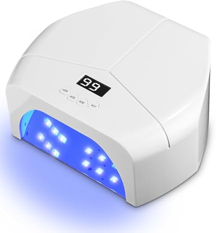 298W UV LED Nagellampe 72 LEDs Sensor 4 Timer abnehmbarer Boden Weiß | 66 LEDs,10, 30, 60, 99s Timer,Base Desmontable,Geeignet Für Maniküre und Pediküre, Geschenk für Frauen.