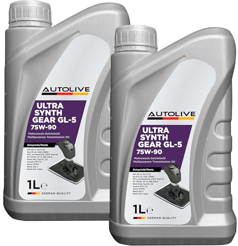 AUTOLIVE Aceite 75W90 Ultra Synth Gear API GL-4 GL-5 LS – Aceite Sintético para Transmisión Manual y Diferencial – Pack de 2 x 1L = 2L
