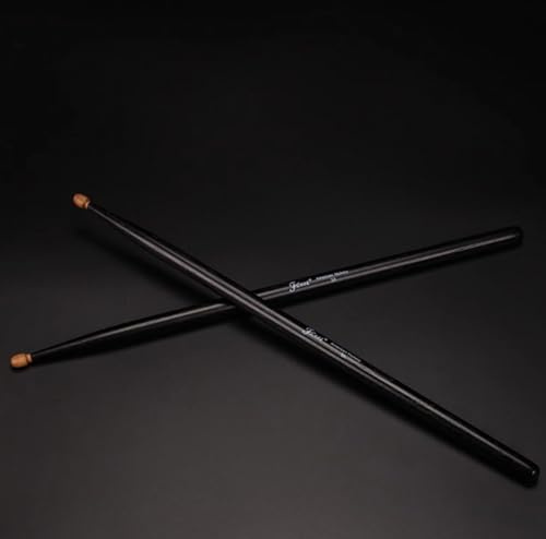 Schlagzeugstöcke 1 Paar Hickory 5A/7A Holz mit Holzspitze for Schüler und Kinder, for Kinder und Erwachsene, Musikinstrumentenzubehör(Black,5A)