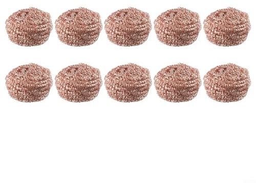 RichVibe Copper Scourers Copper Dish Scrubber for Kitchen Rust-Resistant Reusabla Cleaning Pads Dissolves Stubborn Dirt for Cleaning Pots and Bowls 10PCS
