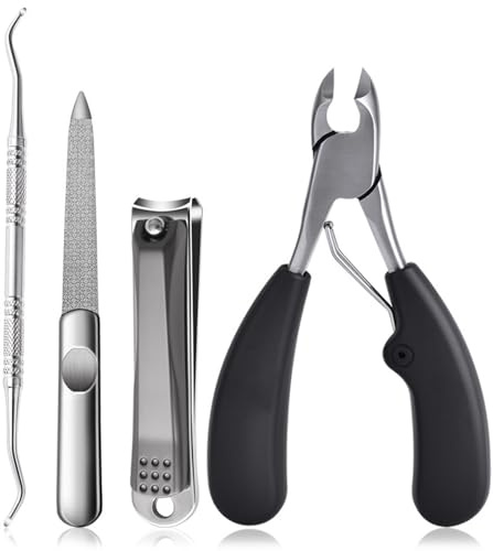 Xynovate 4 Pcs Alicates Uñas Kit Profesional, Cortauñas para Ancianos Uñas Gruesas, Precisión Alicates Cortaúñas para Gruesas y Duras