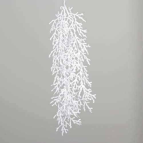 Seidenblumen Roß Deko Schneehänger 75cm DP künstlicher Hänger Ranke Schneeranke mit Schnee