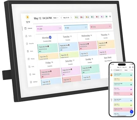 SENECESLI 10.1 Zoll Digitaler Kalender+Digitaler Bilderrahmen 2 in 1, Elektronischer Wandkalender Familienplaner mit 32GB+1GB Speicher, Touchscreen Intelligenter Tischkalender, Terminplaner