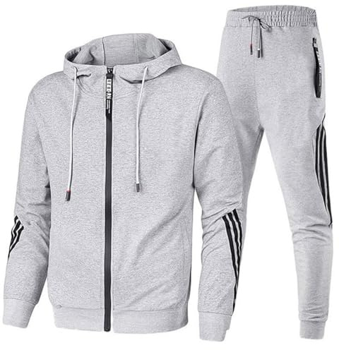 Udbeksid Jogginganzug Herren 2-Teilig Trainingsanzug Hausanzug Oversized Pullover Hoodie Und Baggy Baumwolle Jogginghose Sportanzug Kapuzenpullover Kapuzenjacke Jogginghose Jogginganzug Set (XL,F)